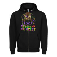 Black bead princess messy bun mardi gras Zipper Hoodie - MaliasSmallBusiness