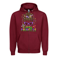 Burgundy bead princess messy bun mardi gras Zipper Hoodie - MaliasSmallBusiness