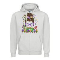 Dove Grey bead princess messy bun mardi gras Zipper Hoodie - MaliasSmallBusiness