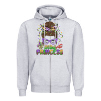 Heather Grey bead princess messy bun mardi gras Zipper Hoodie - MaliasSmallBusiness