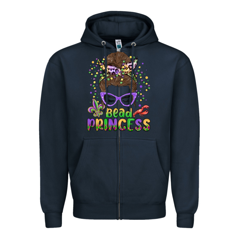 Bead Princess Messy Bun Mardi Gras Zipper Hoodie by MaliasSmallBusiness | Teevron