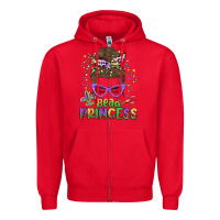 Red bead princess messy bun mardi gras Zipper Hoodie - MaliasSmallBusiness