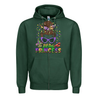 Sports Green bead princess messy bun mardi gras Zipper Hoodie - MaliasSmallBusiness