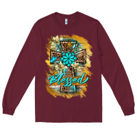 Burgundy western cross blessed lily butterfly Long Sleeve Tee - BarkalooDesign