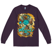 Plum western cross blessed lily butterfly Long Sleeve Tee - BarkalooDesign