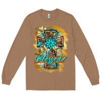 Toasted Coconut western cross blessed lily butterfly Long Sleeve Tee - BarkalooDesign