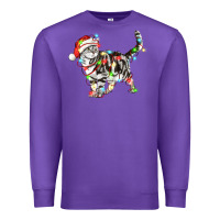 Purple christmas american shorthair cat Premium Sweatshirt - LillyAllenDesigns