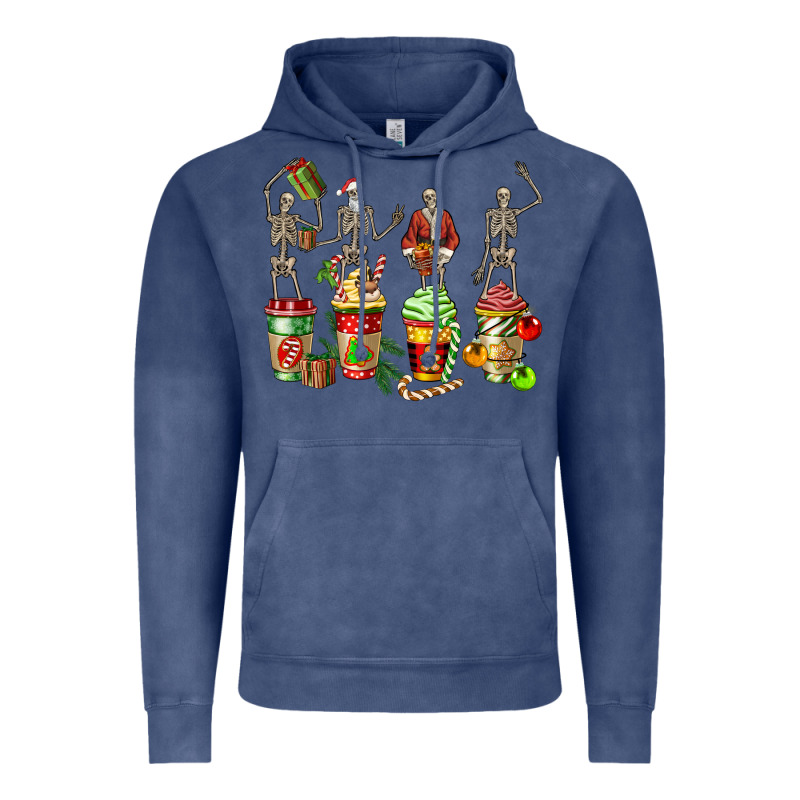 Christmas Skeleton Coffee Cups Vintage Hoodie by FaDigitalArtStudio | Teevron