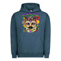 Pigment Midnight Navy meowdi gras mardi gras cat Urban Hoodie - CowGirlArtShop