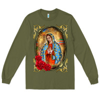 Army Green our lady of guadalupe frame Long Sleeve Tee - BarkalooDesign