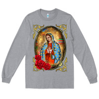 Heather Grey our lady of guadalupe frame Long Sleeve Tee - BarkalooDesign