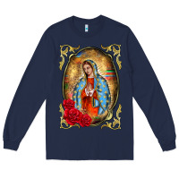 Navy our lady of guadalupe frame Long Sleeve Tee - BarkalooDesign
