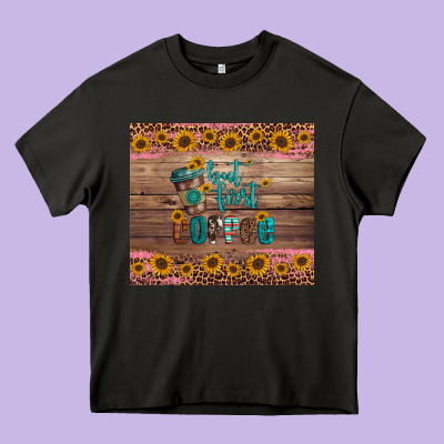 But First Coffee Heavy Core Tee Designed By Artiststas