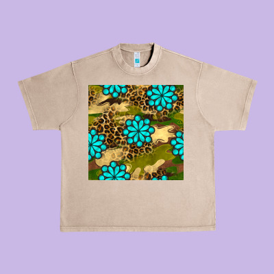 Camouflage Leopard Gemstone Seamless Pattern Urban Heavy Tee Designed By Bundleandbundleshop