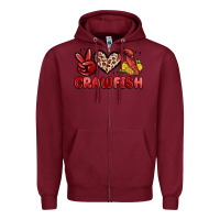 Burgundy peace love crawfish Zipper Hoodie - MaliasSmallBusiness