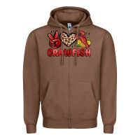 Chestnut peace love crawfish Zipper Hoodie - MaliasSmallBusiness