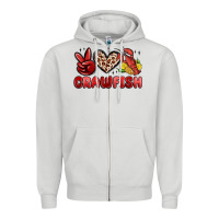 Dove Grey peace love crawfish Zipper Hoodie - MaliasSmallBusiness