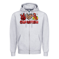 Heather Grey peace love crawfish Zipper Hoodie - MaliasSmallBusiness