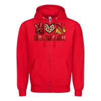 Red peace love crawfish Zipper Hoodie - MaliasSmallBusiness
