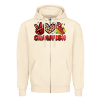 Sandshell peace love crawfish Zipper Hoodie - MaliasSmallBusiness