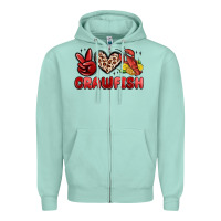 Seafoam peace love crawfish Zipper Hoodie - MaliasSmallBusiness