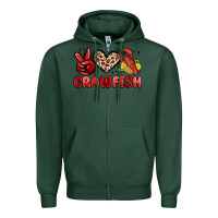 Sports Green peace love crawfish Zipper Hoodie - MaliasSmallBusiness