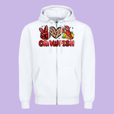 Peace Love Crawfish Zipper Hoodie Designed By Maliassmallbusiness