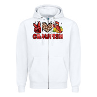 White peace love crawfish Zipper Hoodie - MaliasSmallBusiness