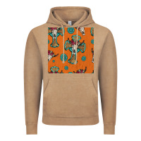 Vintage Coffee western cross and bull skull seamless pattern Vintage Hoodie - HRA Design Shop
