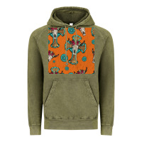 Vintage Olive western cross and bull skull seamless pattern Vintage Hoodie - HRA Design Shop