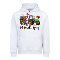White mardi gras tractor Urban Hoodie - CowGirlArtShop