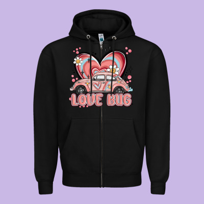 Love Bug Zipper Hoodie Designed By Maliassmallbusiness