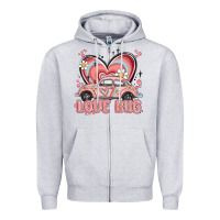 Heather Grey love bug Zipper Hoodie - MaliasSmallBusiness