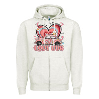 Oatmeal Heather love bug Zipper Hoodie - MaliasSmallBusiness