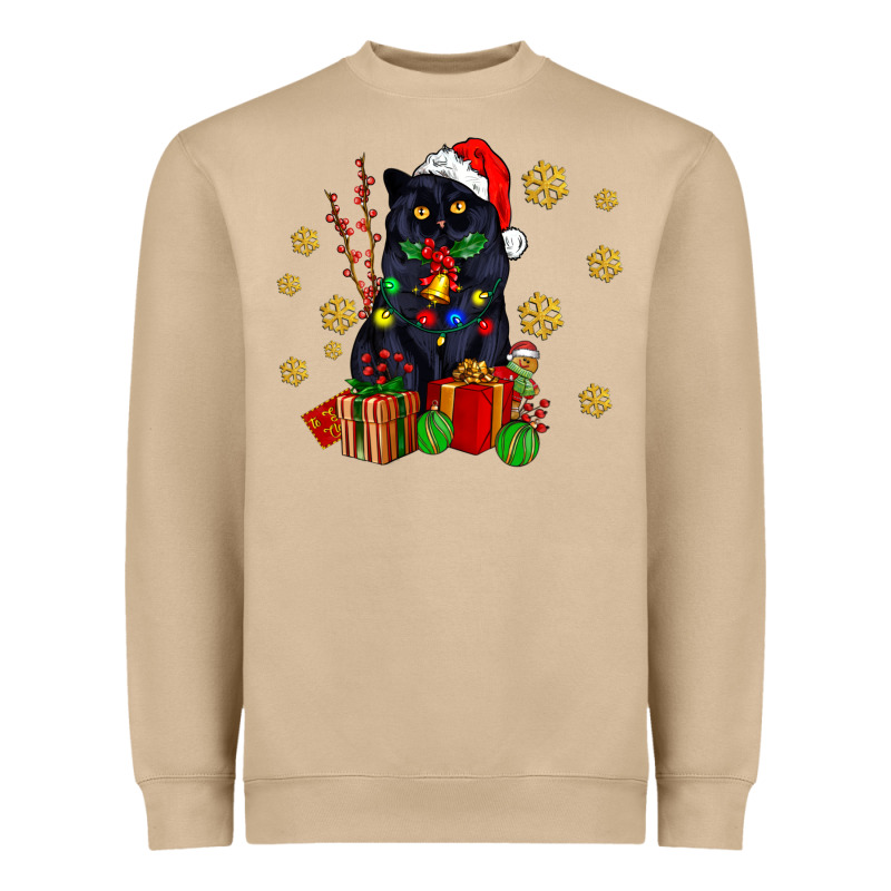 Black Cat Meowy Christmas Heavyweight Sweatshirt by AdoDesignShop | Teevron