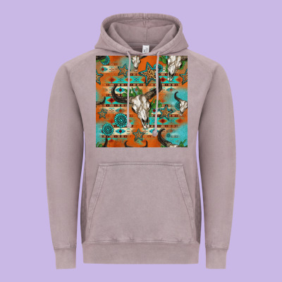 Western Bull Skull Seamless Pattern Vintage Hoodie Designed By Hra Design Shop