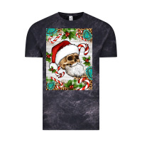 Cloud Black Christmas hippie skeleton santa Vintage Tee - Artiststas