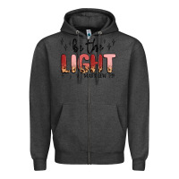 Charcoal Heather be the light Zipper Hoodie - MaliasSmallBusiness