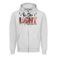 Dove Grey be the light Zipper Hoodie - MaliasSmallBusiness