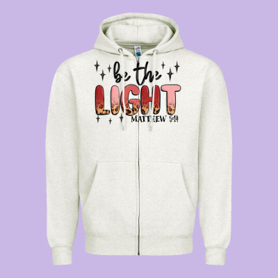 Be The Light Zipper Hoodie Designed By Maliassmallbusiness