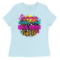 Baby Blue summer nights and race track lights Ladies Tee - JahusDesignShop