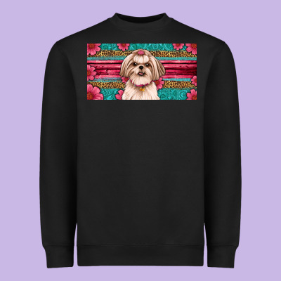 Western Shih Tzu License Plate Design Heavyweight Sweatshirt Designed By Jahusdesignshop