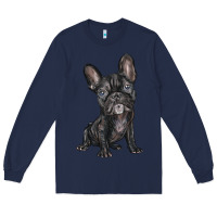 Navy french bulldog Long Sleeve Tee - BarkalooDesign