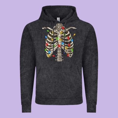 Christmas Rib Cage Vintage Hoodie Designed By Fadigitalartstudio