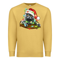 Antique Gold christmas scottish fold cat Premium Sweatshirt - LillyAllenDesigns