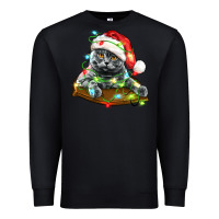 Black christmas scottish fold cat Premium Sweatshirt - LillyAllenDesigns