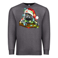 Charcoal Heather christmas scottish fold cat Premium Sweatshirt - LillyAllenDesigns