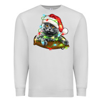 Dove Grey christmas scottish fold cat Premium Sweatshirt - LillyAllenDesigns