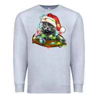 Heather Grey christmas scottish fold cat Premium Sweatshirt - LillyAllenDesigns