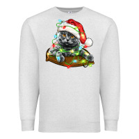 Oatmeal Heather christmas scottish fold cat Premium Sweatshirt - LillyAllenDesigns